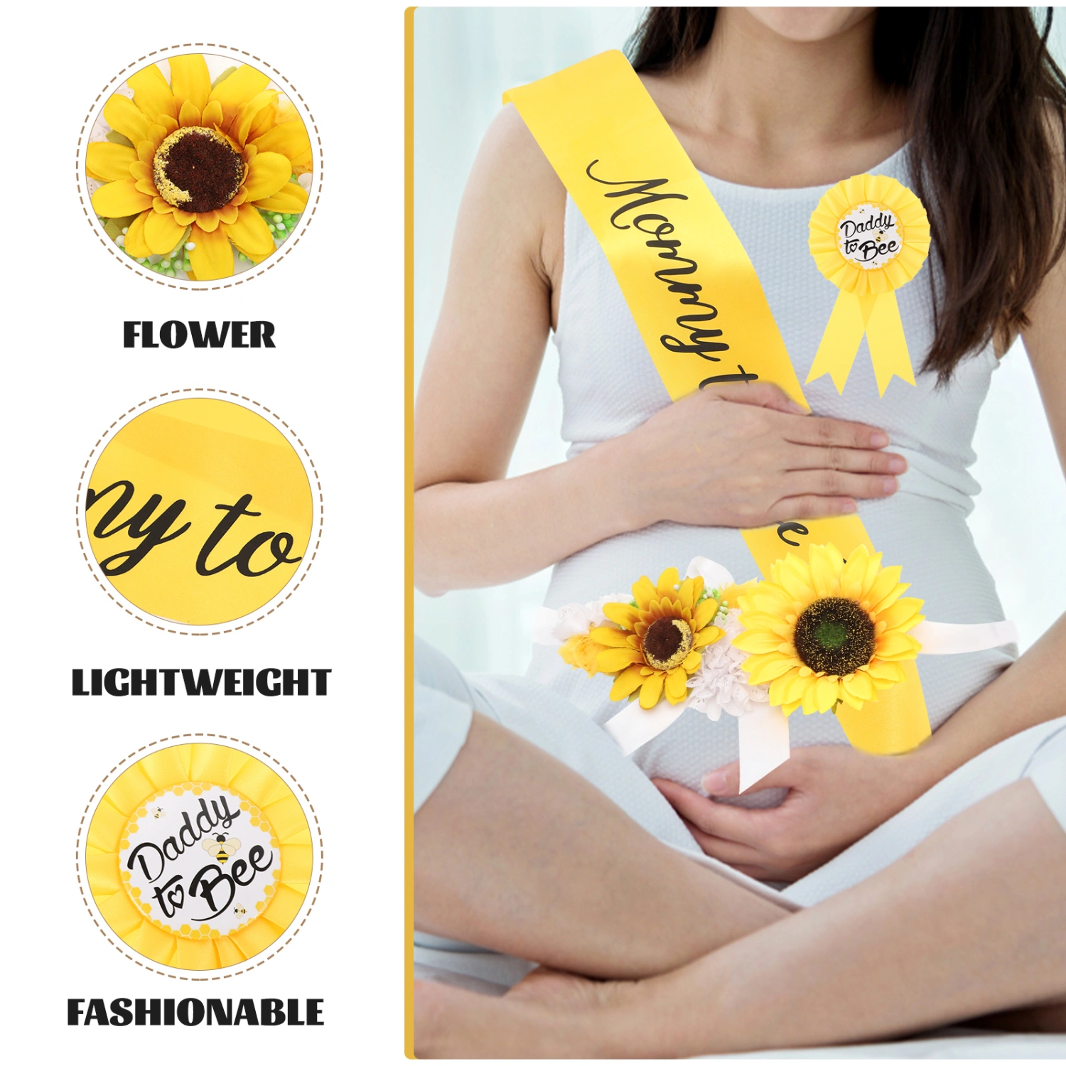 1 Set Mommy To Be Sash Flower Belt Daddy To Be Corsage Pregnancy Photo Props