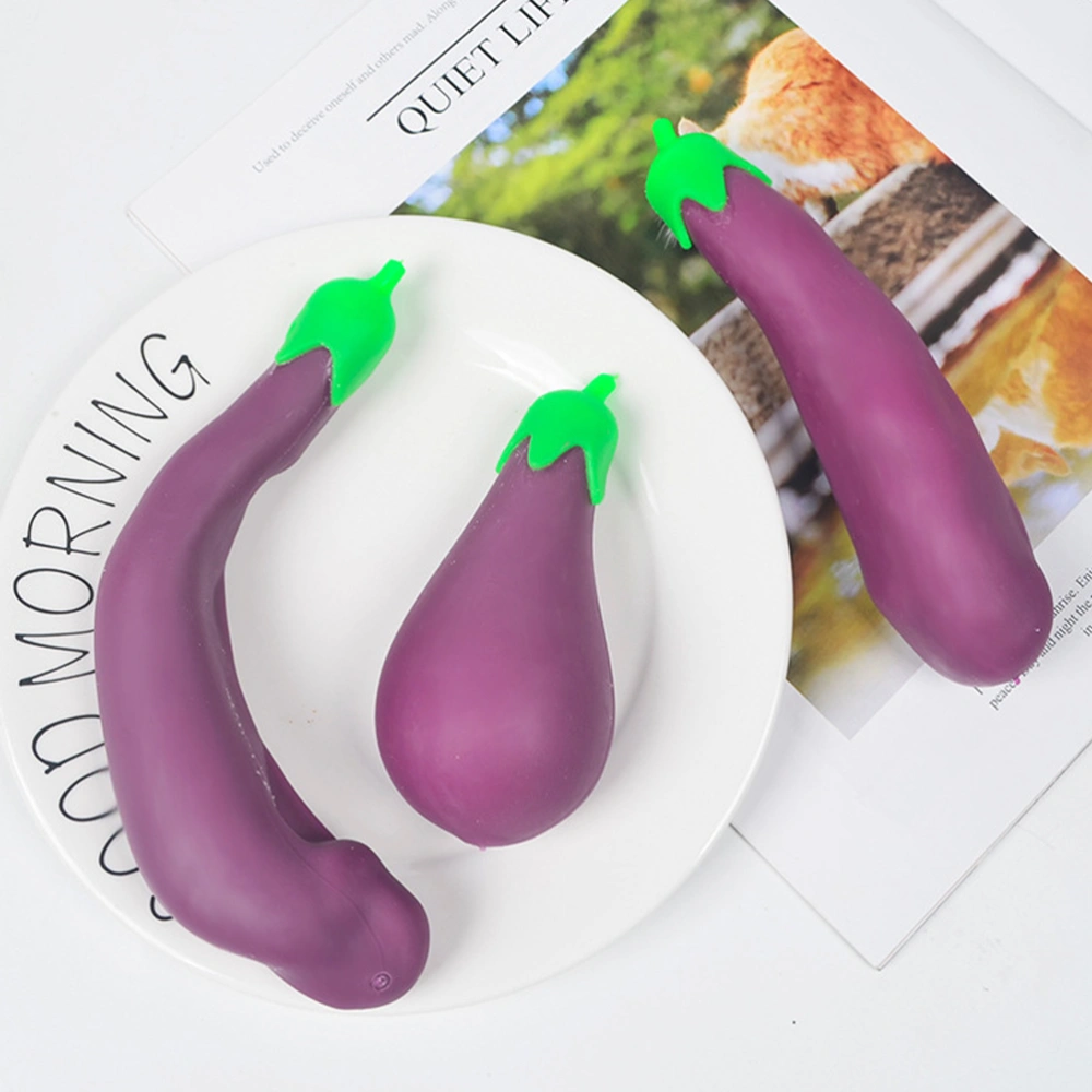 2Pcs Stretchy Eggplant Toy Supple Eggplant Toy Simulation Eggplant Pretend Kitchen Props