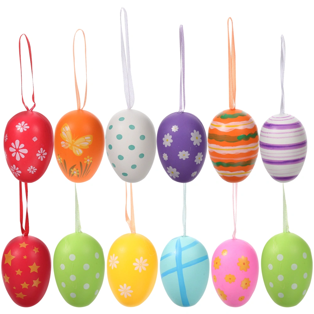 12pcs Easter Hanging Eggs Multi-color Egg Pendants Easter Party Tree Ornaments