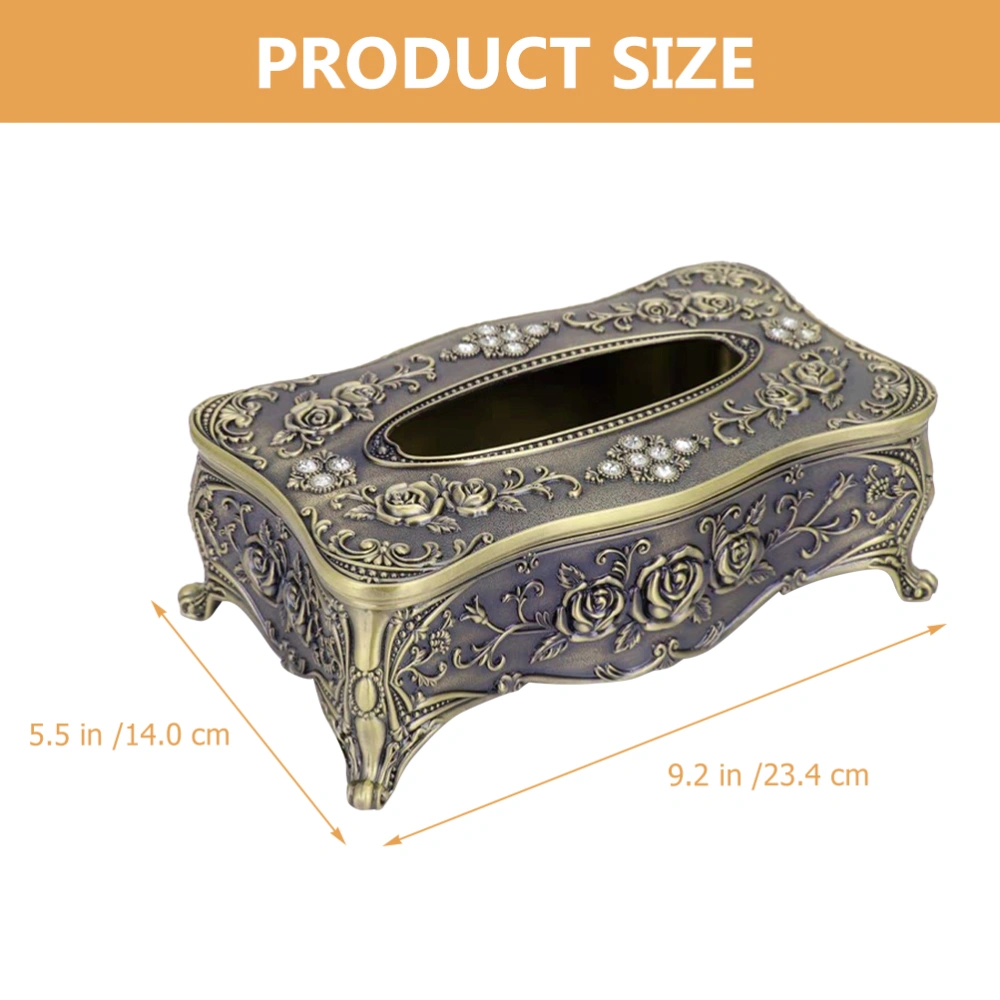 Vintage Style Napkin Storage Box Embossed Pattern Exquisite Tissue Box for Household Restaurant