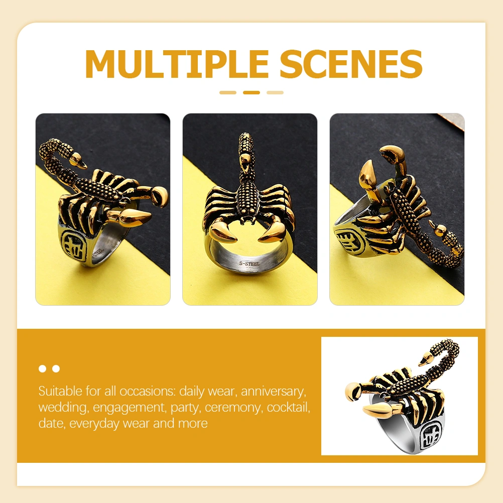 Scorpion Ring Punk Ring Titanium Steel Vintage Ring Adult Decorative Ring