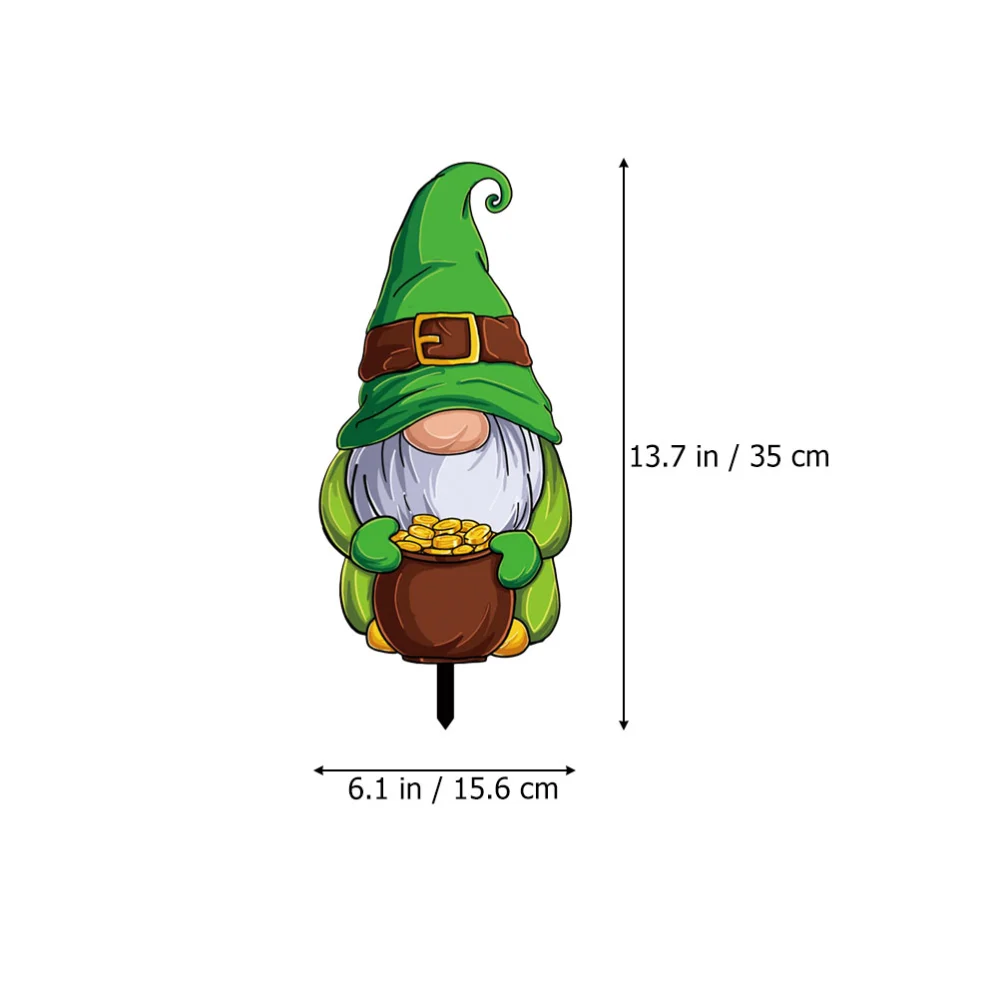 Garden Outdoor St. Patrick's Day Decoration Yard Gnomes Sign Holiday Lawn Stake Sign