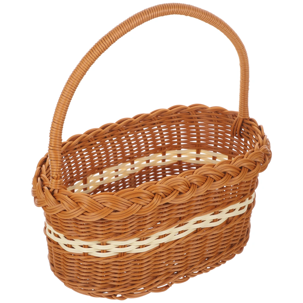 Woven Basket Flower Basket Handheld Woven Basket Household Storage Basket Picnic Basket