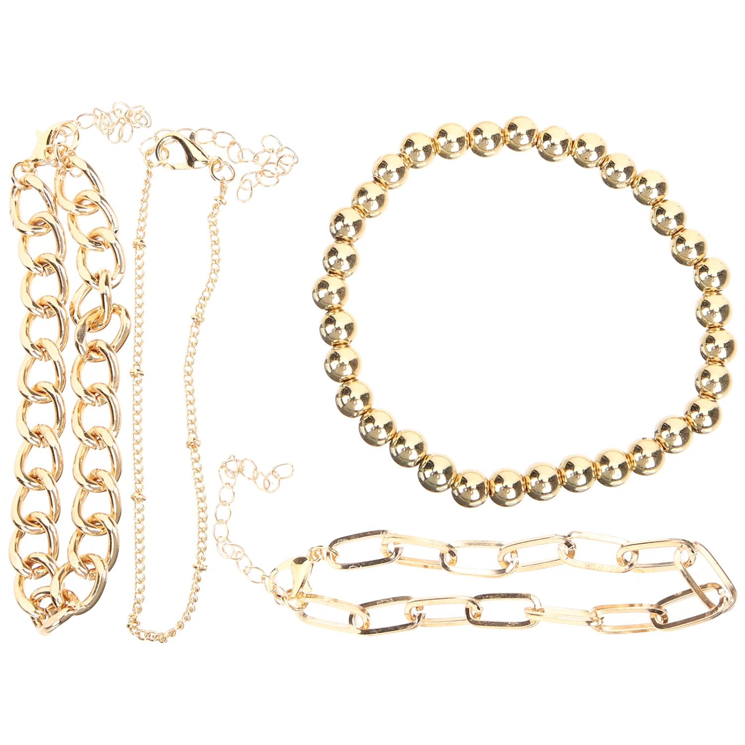 4Pcs Stackable Bracelets Adjustable Layered Bangles Elastic Chain Link Bracelets
