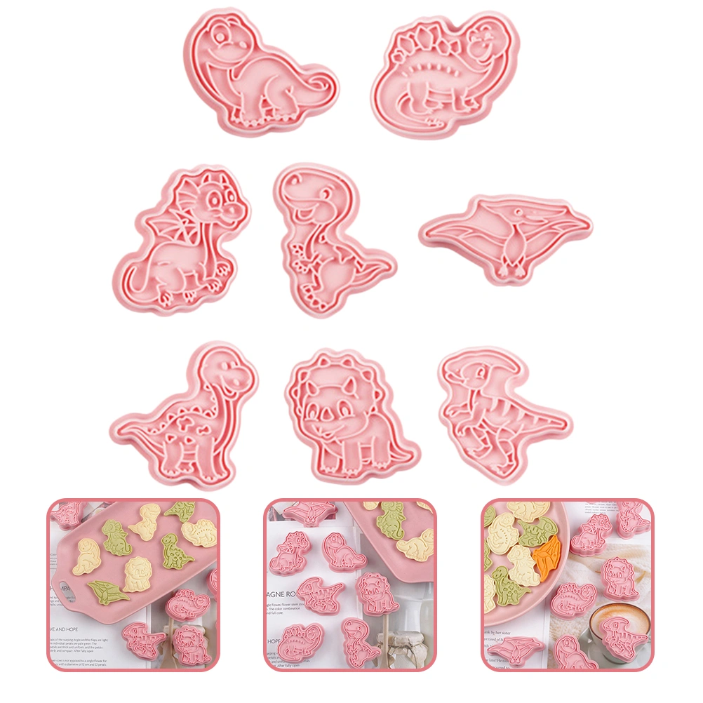 8pcs Dinosaur Cookie Cutters Cookie Stamps Fondant Tool Biscuit Cake Baking Molds
