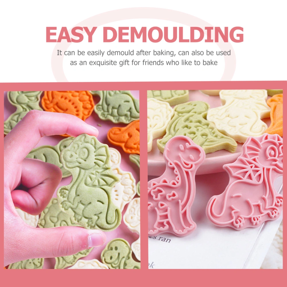 8pcs Dinosaur Cookie Cutters Cookie Stamps Fondant Tool Biscuit Cake Baking Molds