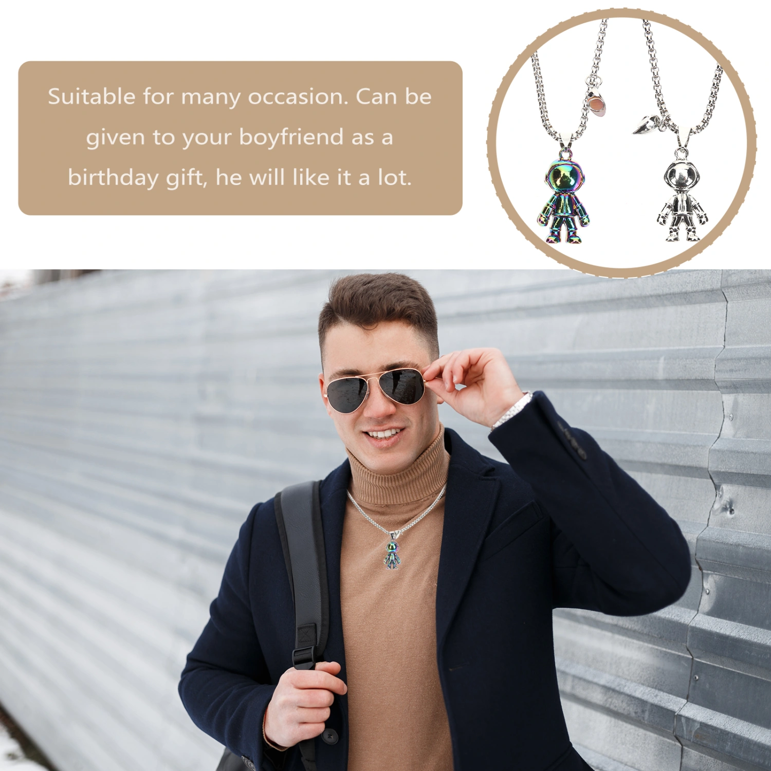 1 Pair Couples Necklace Matching Magnet Necklaces Astronaut Necklace Couples Jewelry