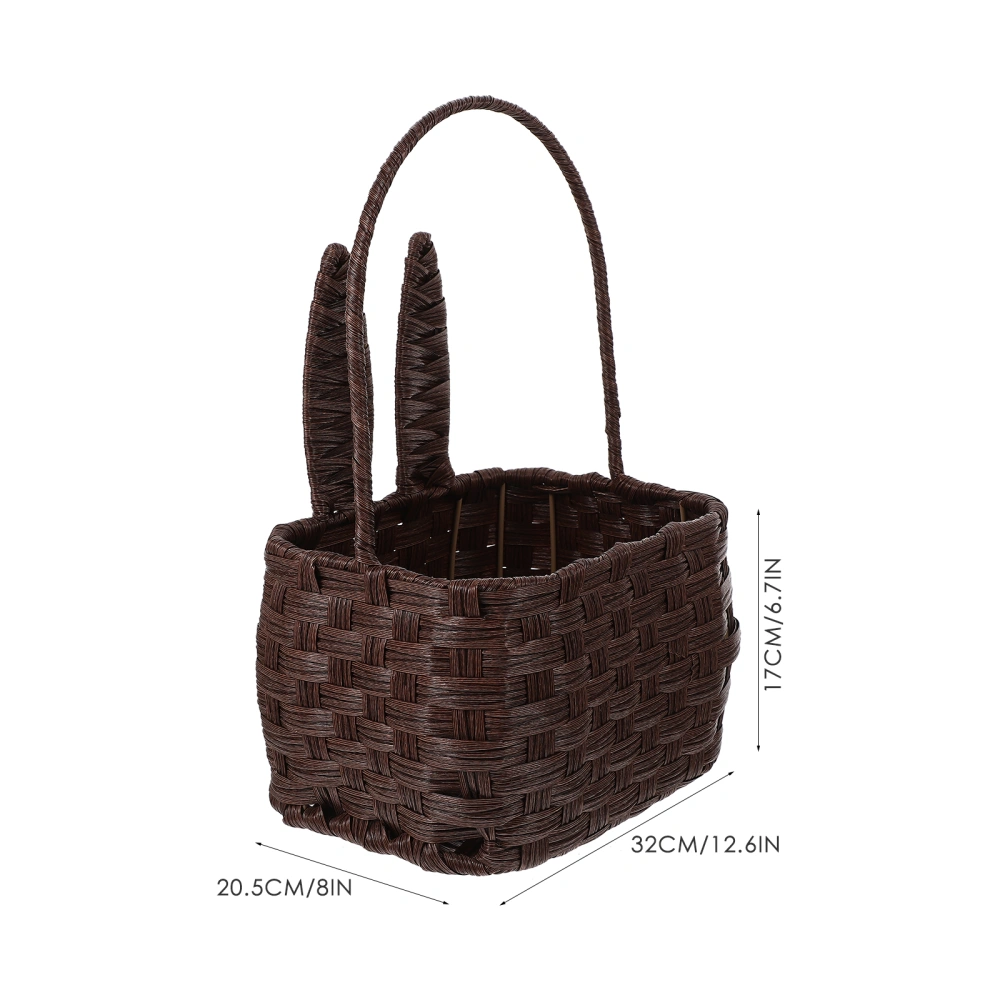 Novel Rabbit Shape Basket Handled Rattan Woven Basket Hand Woven Storage Basket