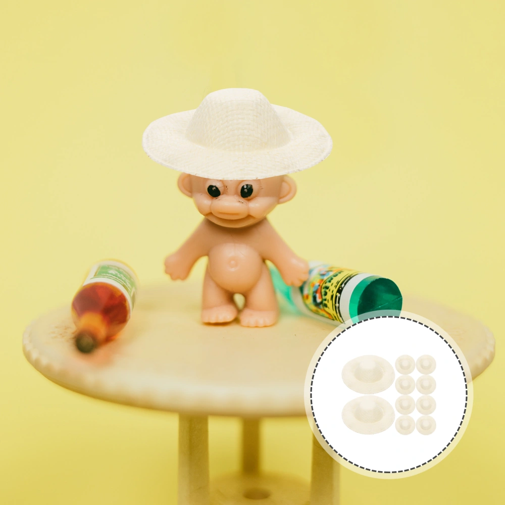 10pcs Tiny Straw Hats Mini Doll Hats Mini Woven Hat Doll Headwear DIY Accessories