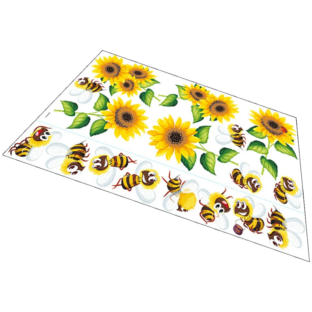 Sunflower Bees Wall Decals Window Decals Cartoon Flower and Bees Stickers