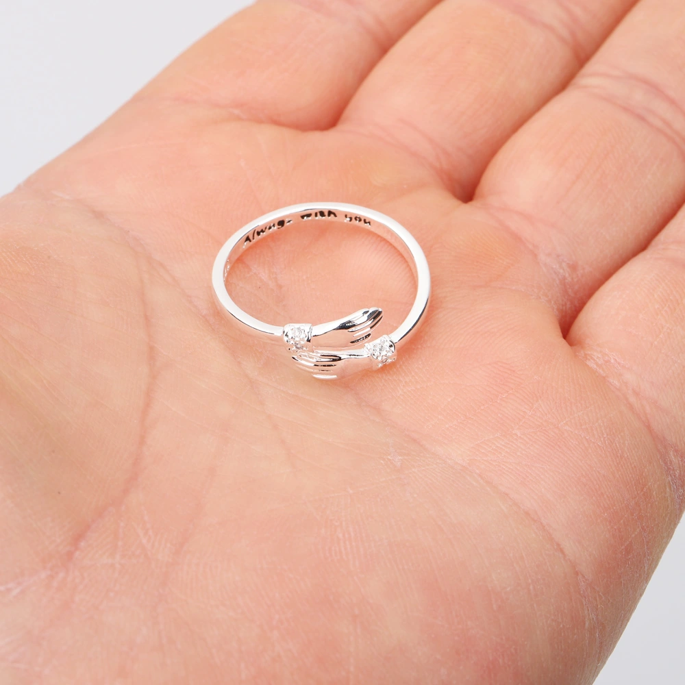 Hand Hug Ring Women Wedding Engagement Band Open Adjustable Ring Unique Birthday Gift