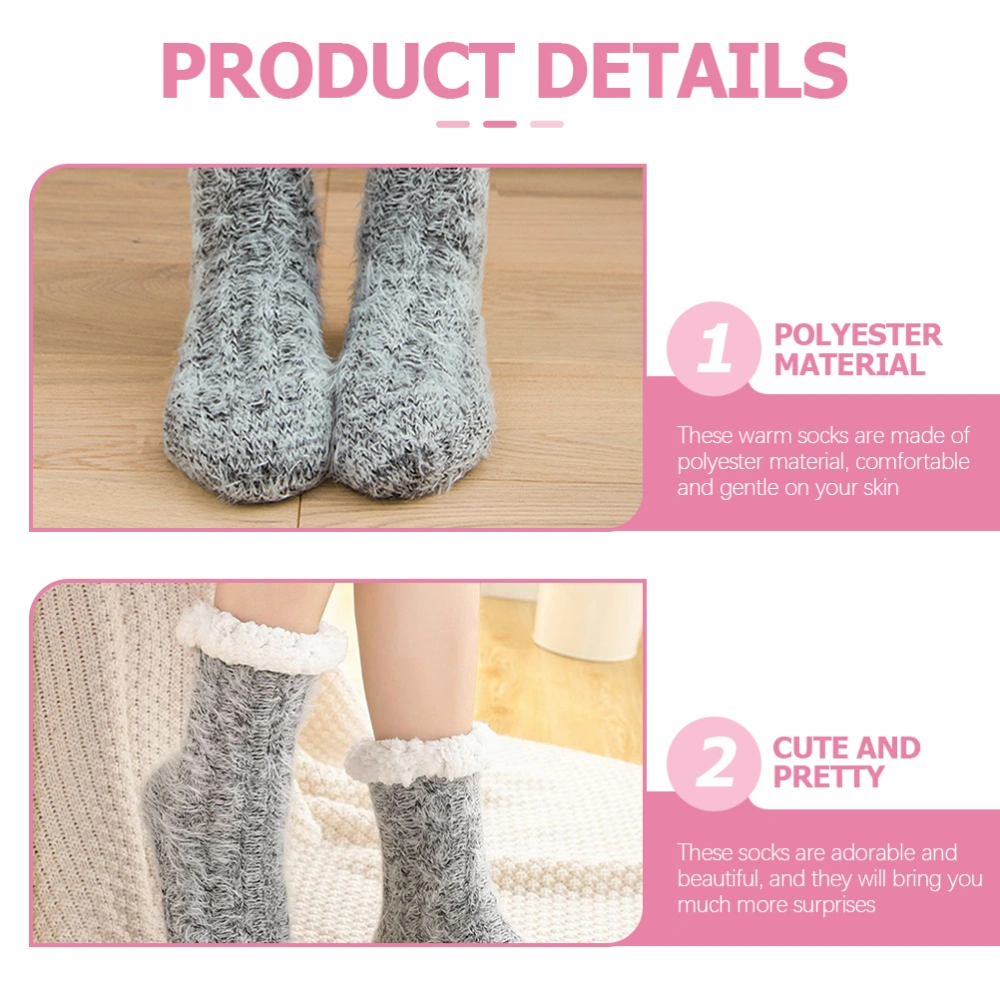 1 Pair Thicken Warm Socks Slipper Socks Bed Socks Thermal Socks Women Floor Socks