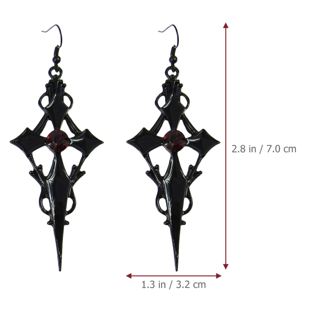 1 Pair Black Gothic Cross Earrings Pendant Goth Dangle Jewelry for Women