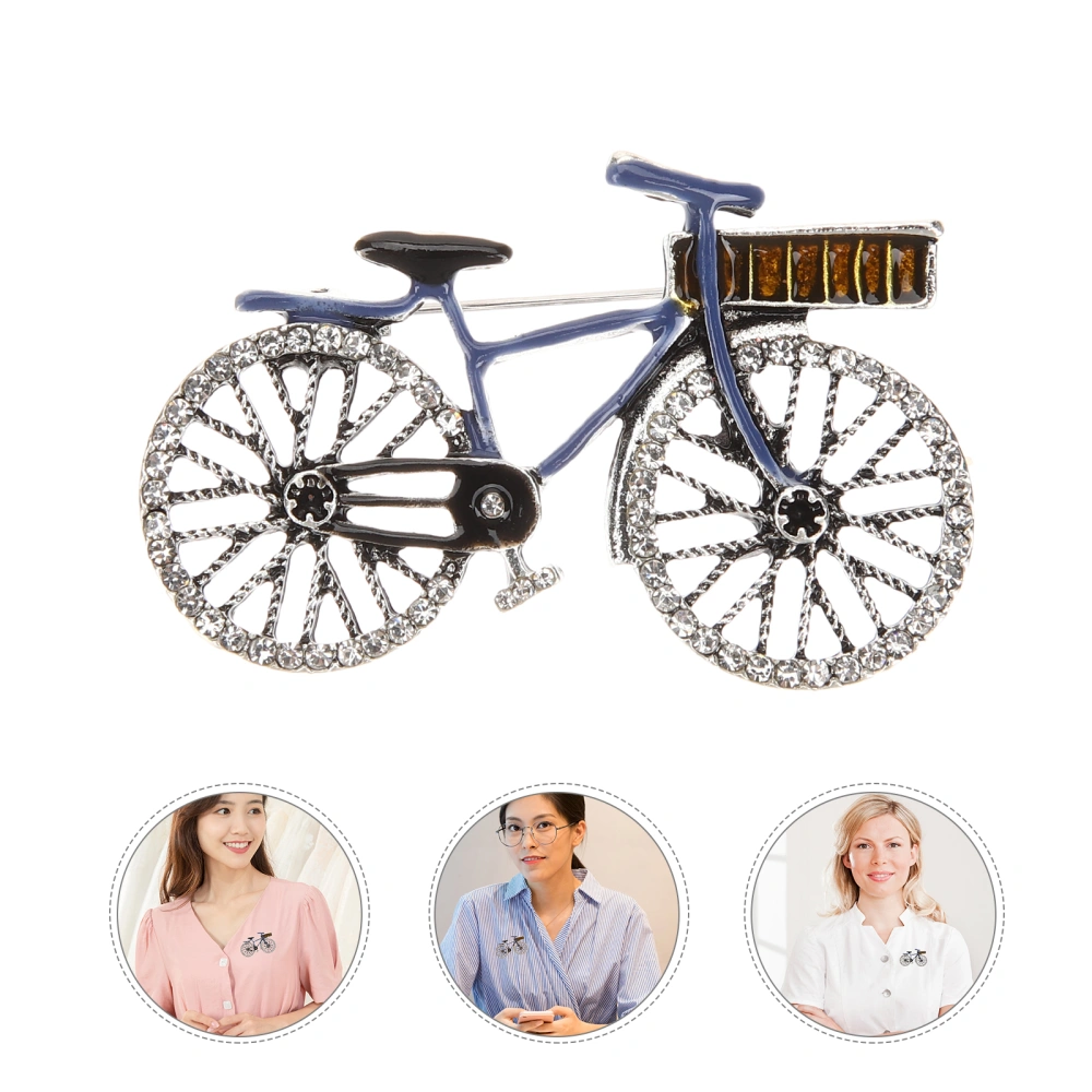 Bicycle Shaped Brooch Pin Metal Rhinestone Inlaid Bike Brooch Clothing Jewelry