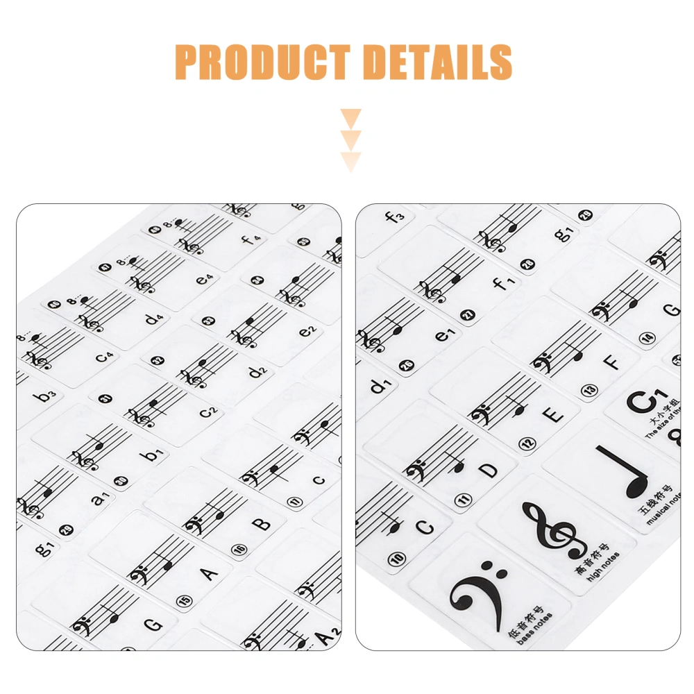 1 Sheet Beginner Piano Stickers Adhesive Introductory Piano Keyboard Stickers