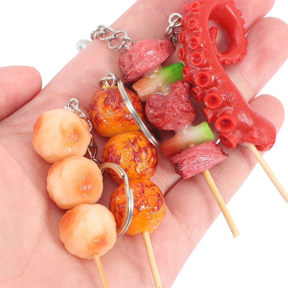 4pcs Backpack Keychain Simulated Food Key Ring Decor Creative Keychain Gift