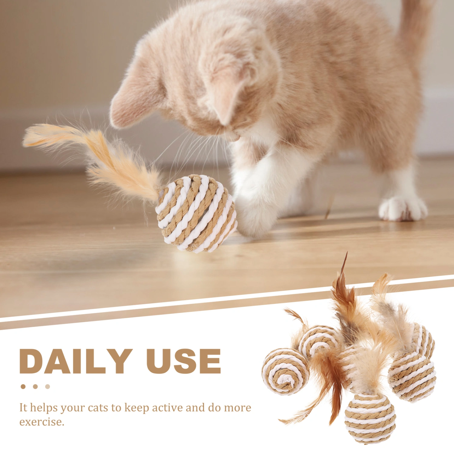 6Pcs Interesting Cat Toys Cat Ball Toys Funny Cat Kicking Toys Household Cat Toys