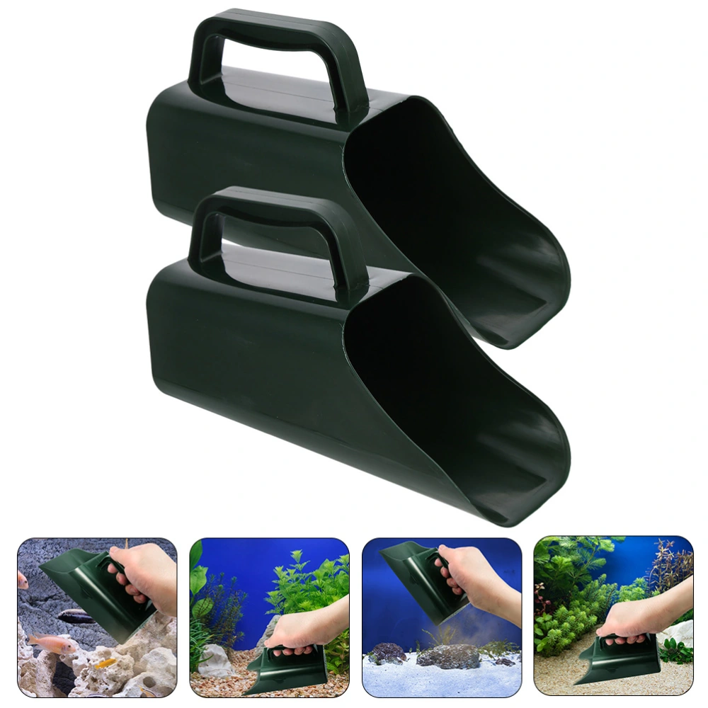 2pcs Multifunctional Fish tank Bucket Tool Sediment clearing Shovel Handheld Garden Scoop for Soil