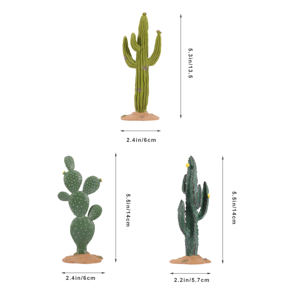 3pcs Simulated Cactus Ornament Microlandscape Plant Statue Decor Household Fake Cactus Adorn