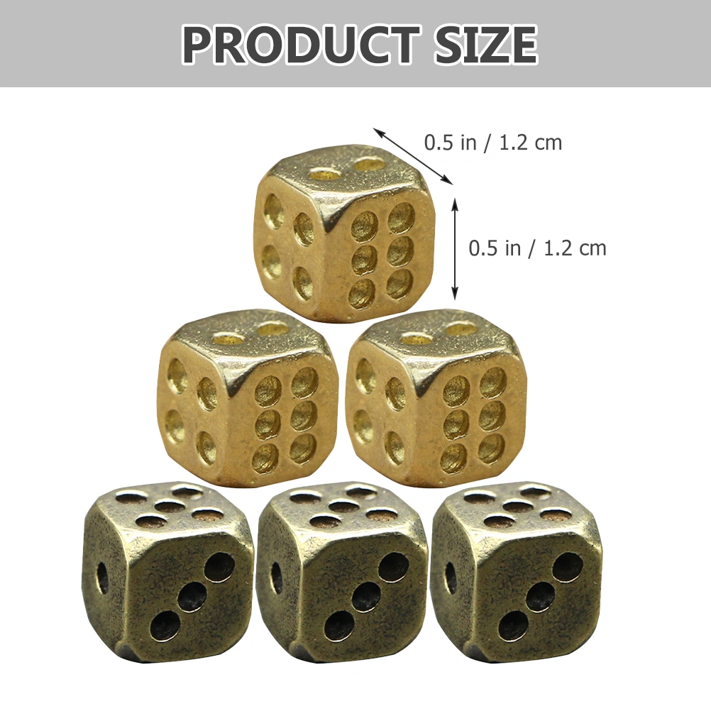 6Pcs Vintage Dice Toy Copper Dice Toy for Festival Party Birthday Carnival Nightclub Bar