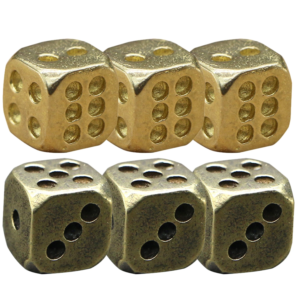 6Pcs Vintage Dice Toy Copper Dice Toy for Festival Party Birthday Carnival Nightclub Bar