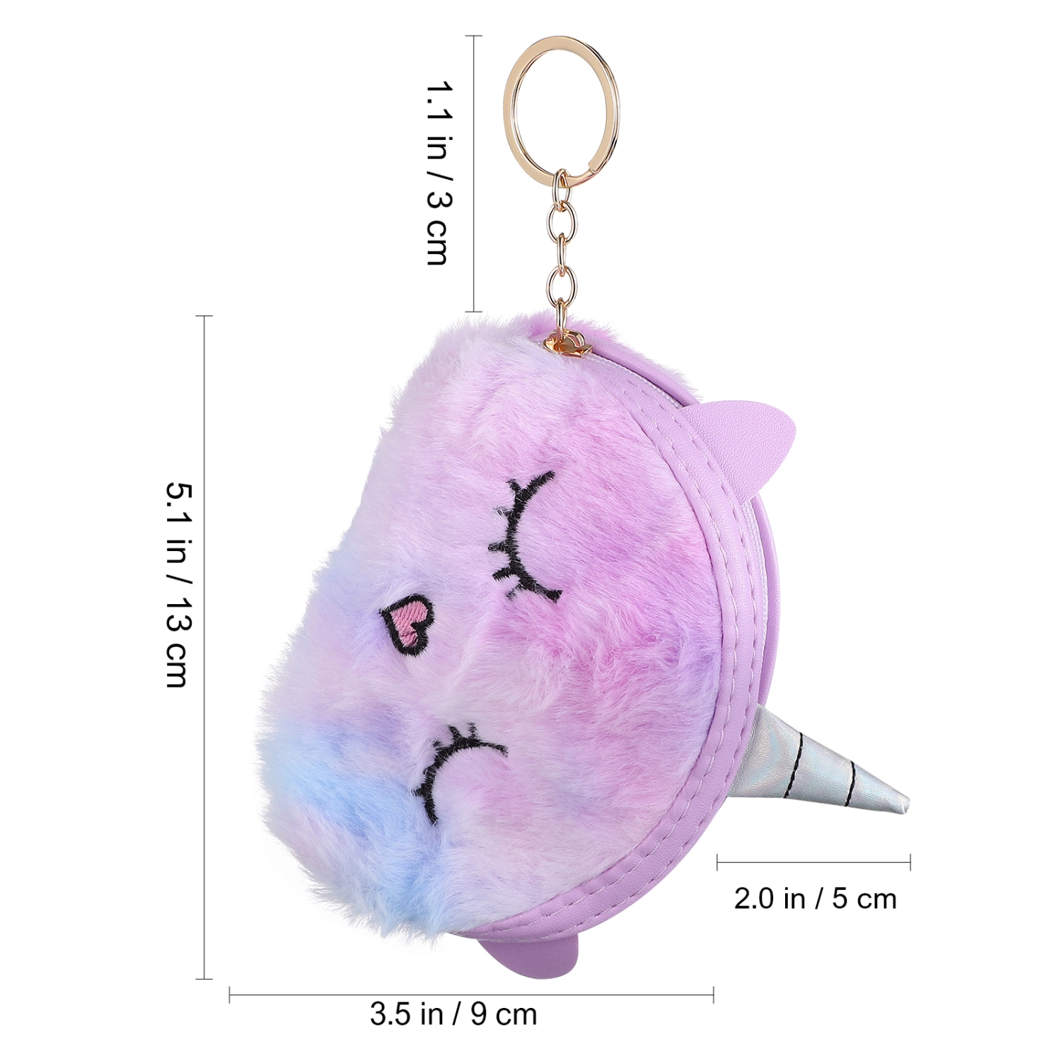 2 Pcs Unicorn Coin Purses Cartoon Plush Unicorn Coin Bags Zipper Purses Change Pouches
