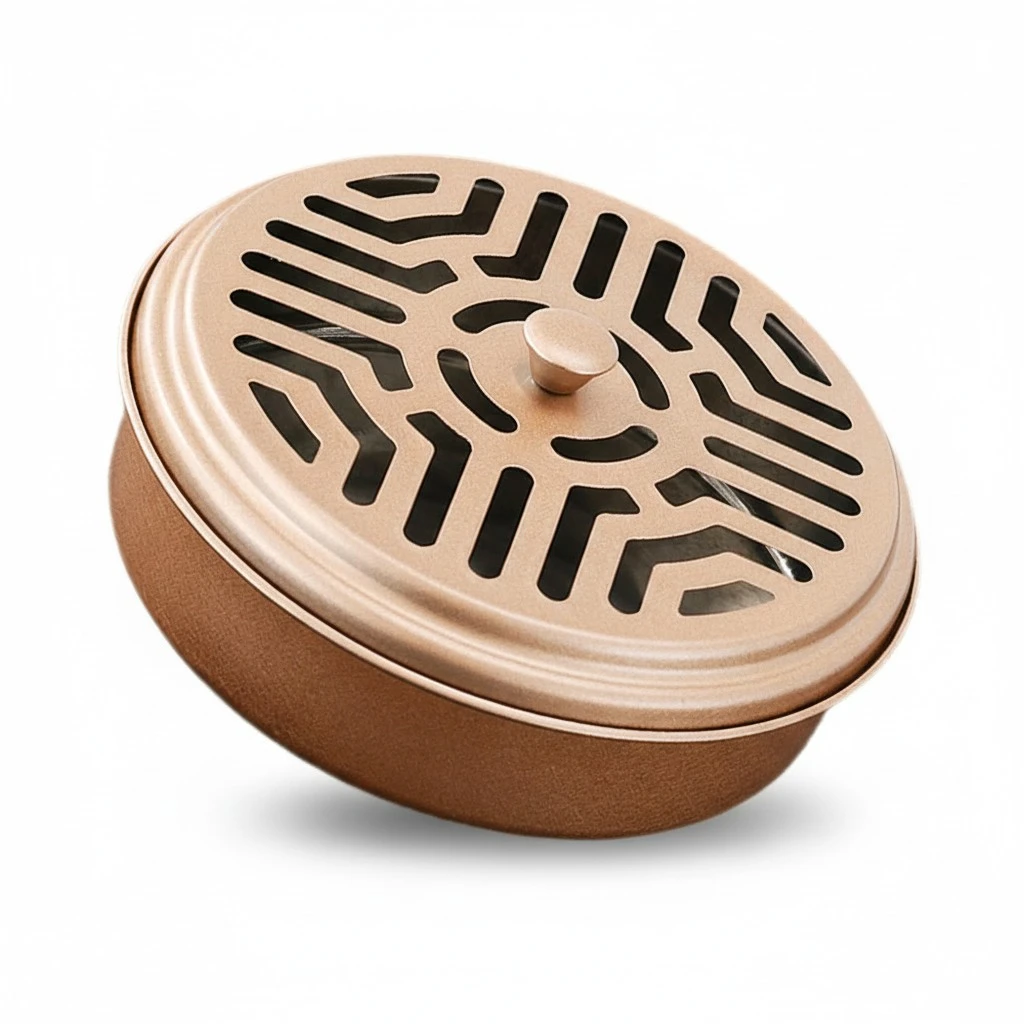 Iron Lidded Mosquito Coil Box Household Round Mosquito Coil Burning Case