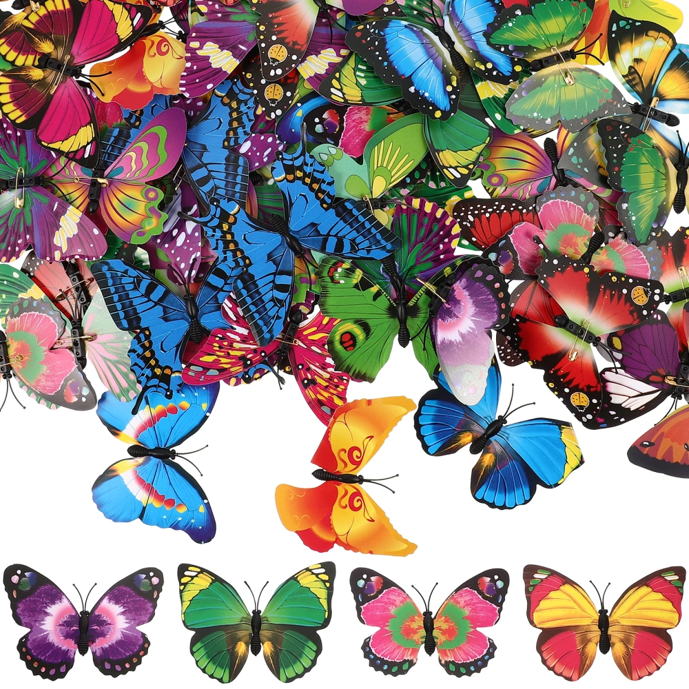 100Pcs Butterflies-shaped Brooch Girl Clothes Brooch Lapel Plastic Insect Brooch