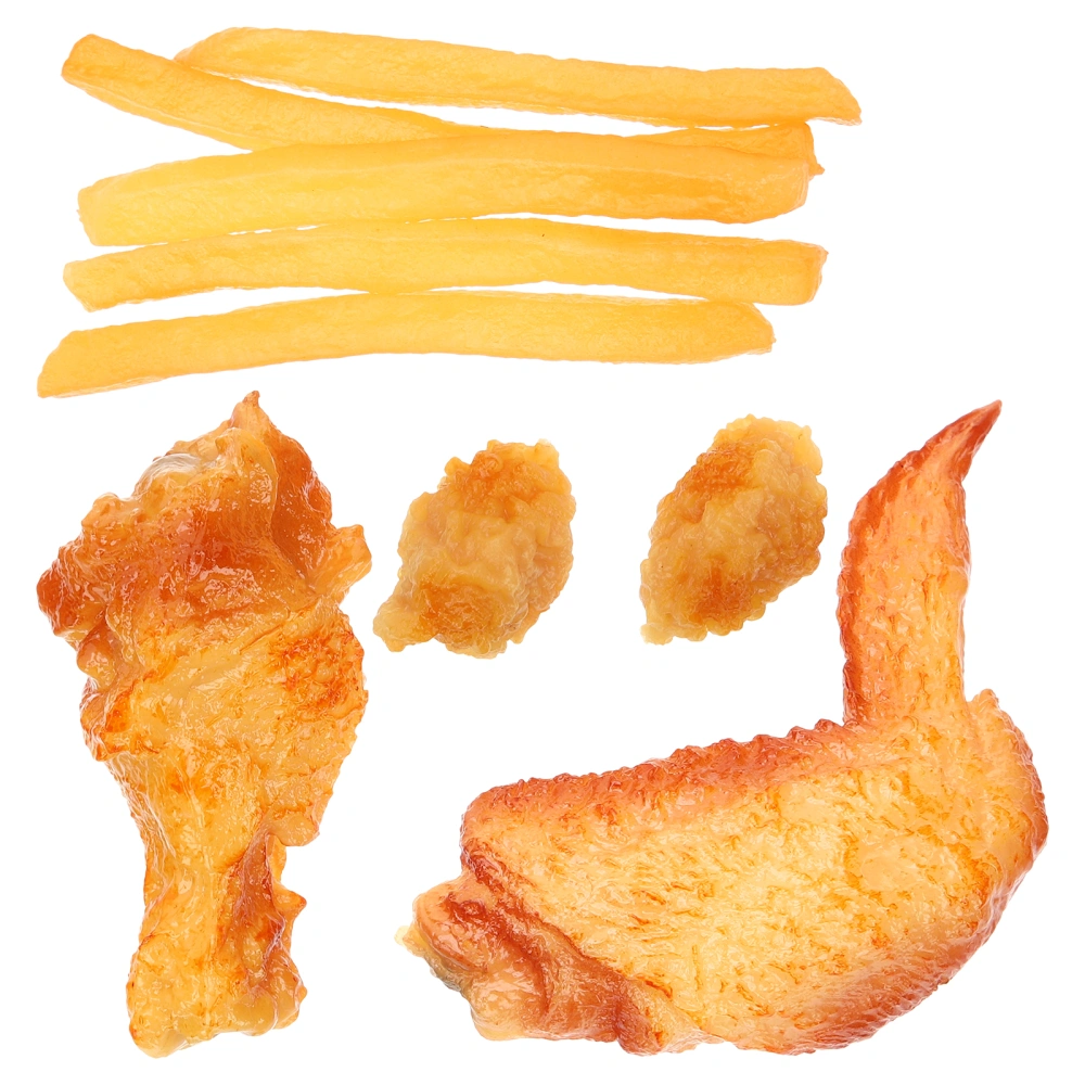 9Pcs Fake Cooked Chicken French Fries Artificial Chicken Leg Model Food Sample