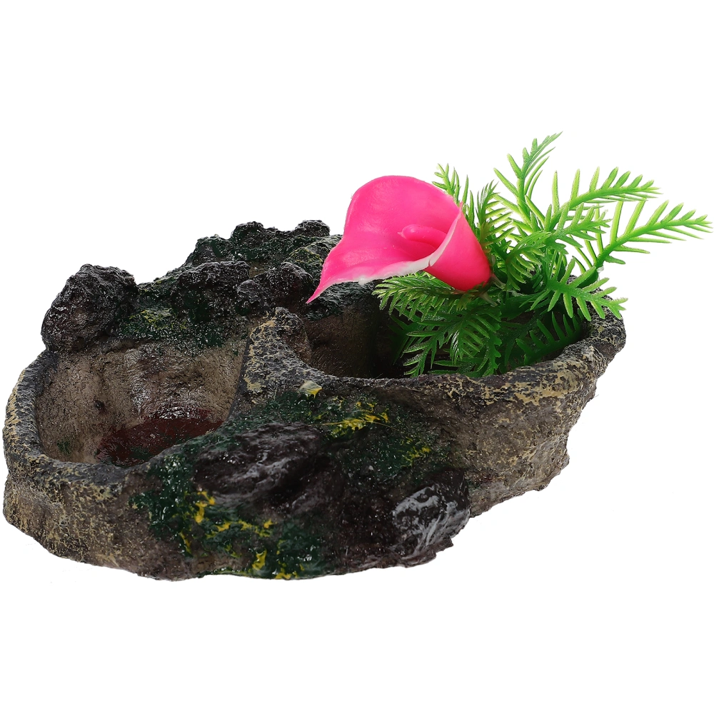 Reptile Water Dish Resin Reptile Food Holder Reptile Feeding Terrarium Bowl Aquarium Decor