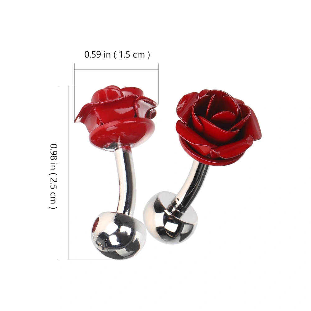 2pcs Suit Cufflinks Studs Creative Rose Cuff Links for Shirts Women Men Clothes Jewelries