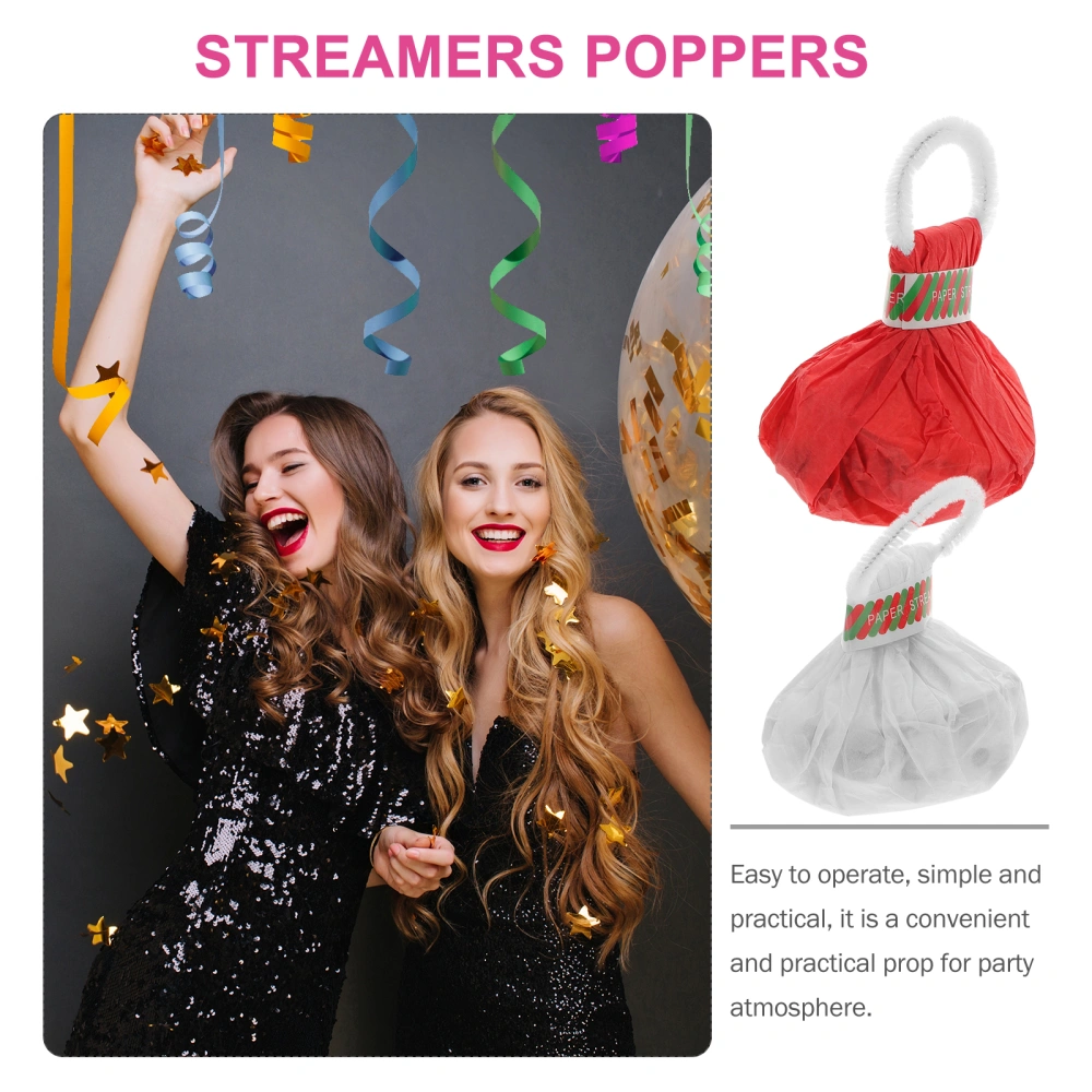 4pcs Streamer Poppers Hand Throw Streamers Ribbon for Wedding Graduation Birthday