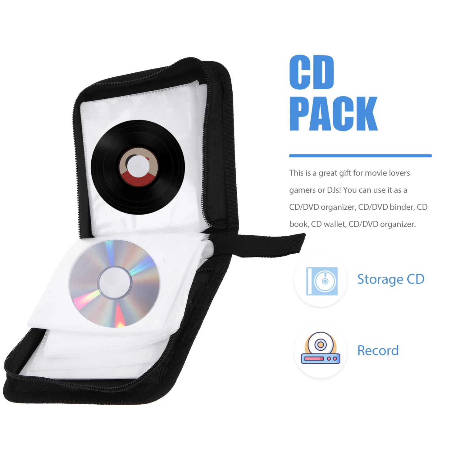 3Pcs CD Cases DVD Case Portable Zipper CD Case Holder 40 Disc Wallet Bag