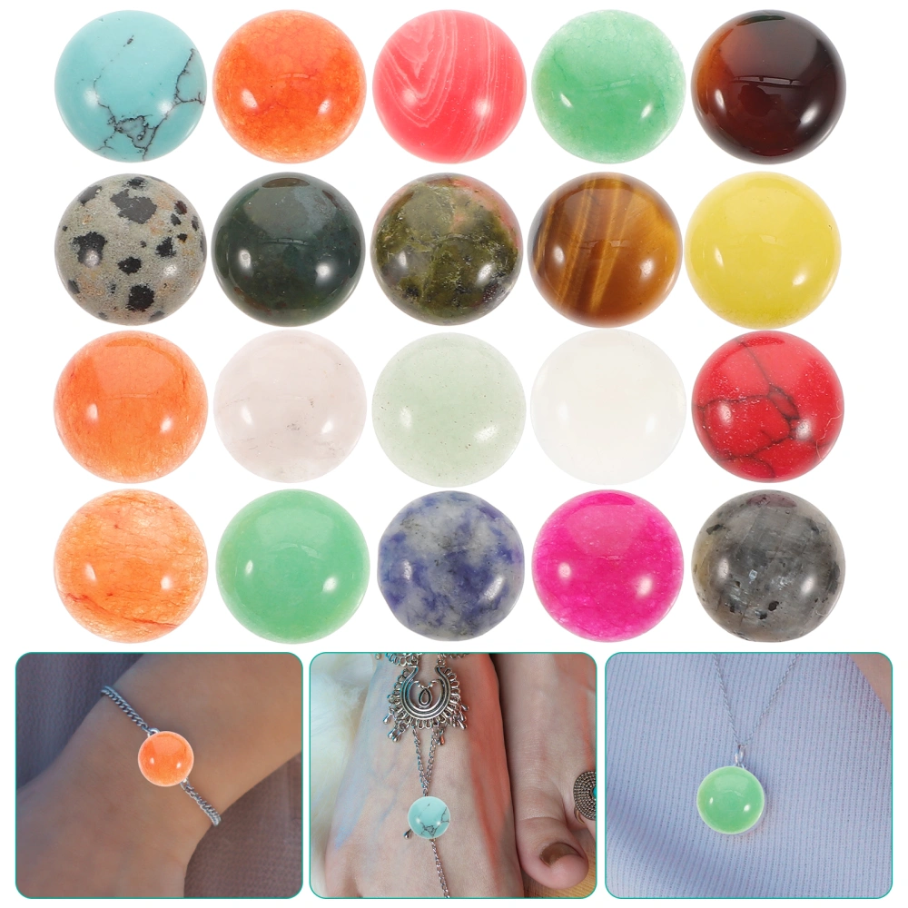 20pcs Natural Stone Beads Flatback Stone Cabochons for Bracelet Necklace Jewelry Making Random Color