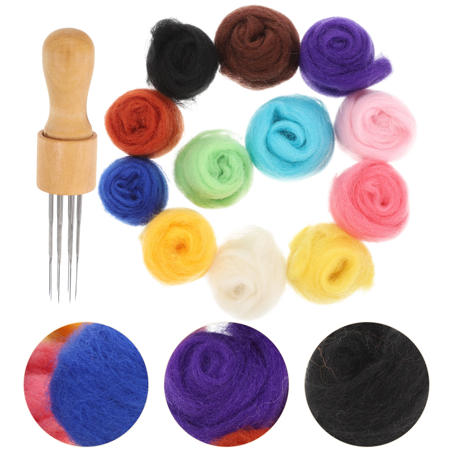 1 Set DIY Felting Kit Needle Felting Wool Supplies Handcrafted Craft Making Accessories