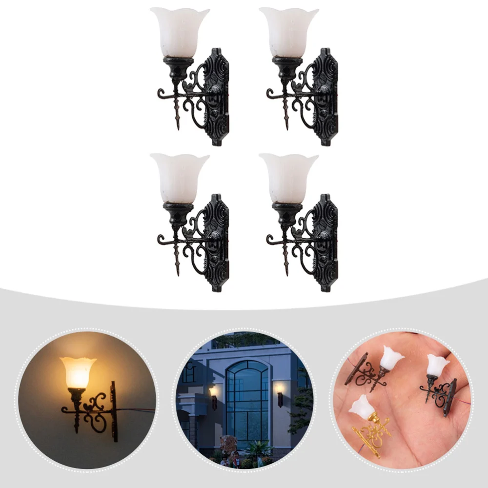 4pcs Simulated Mini Yard Lights Model Light Model Sand Table Lamp Decorations