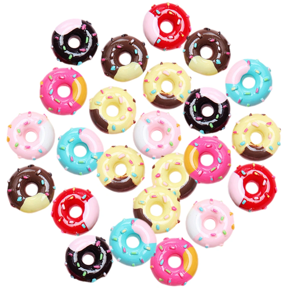 30pcs Donut Charms Flatback Resin Doughnut Charms Hair Clip Phone Case Decor