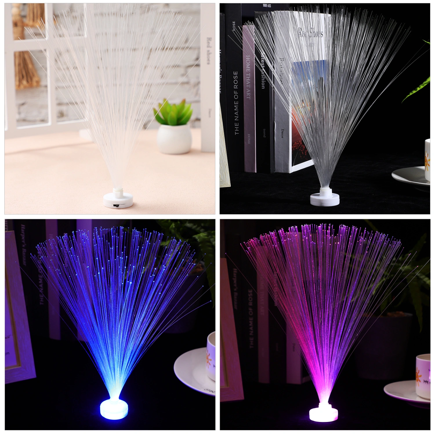 12pcs Fiber Optic Lights Color Changing LED Lamp Party Decorative Fiber Optic Lamps