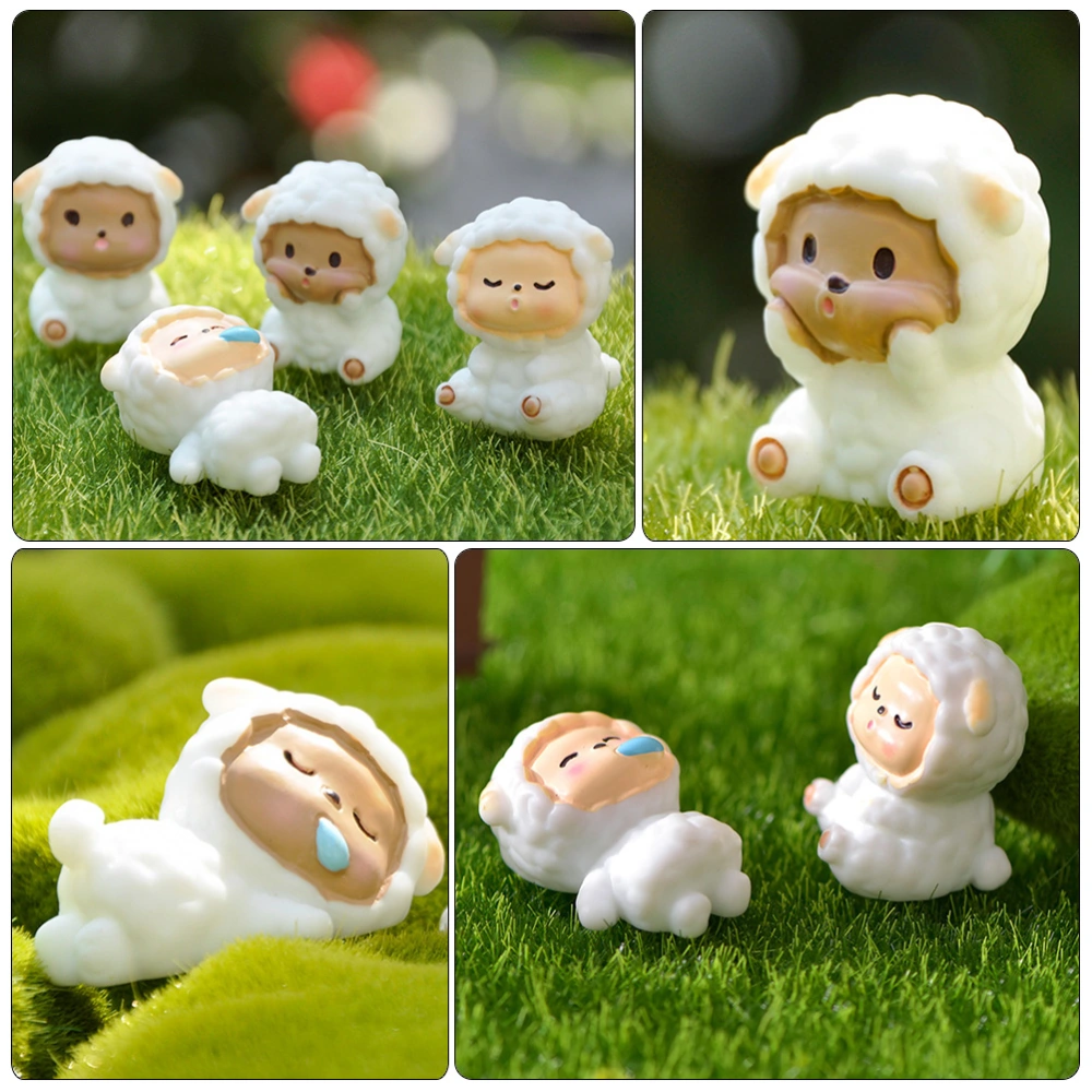 5pcs Micro Landscape Lamb Ornaments Simulation Lamb Adornment Lamb Crafts