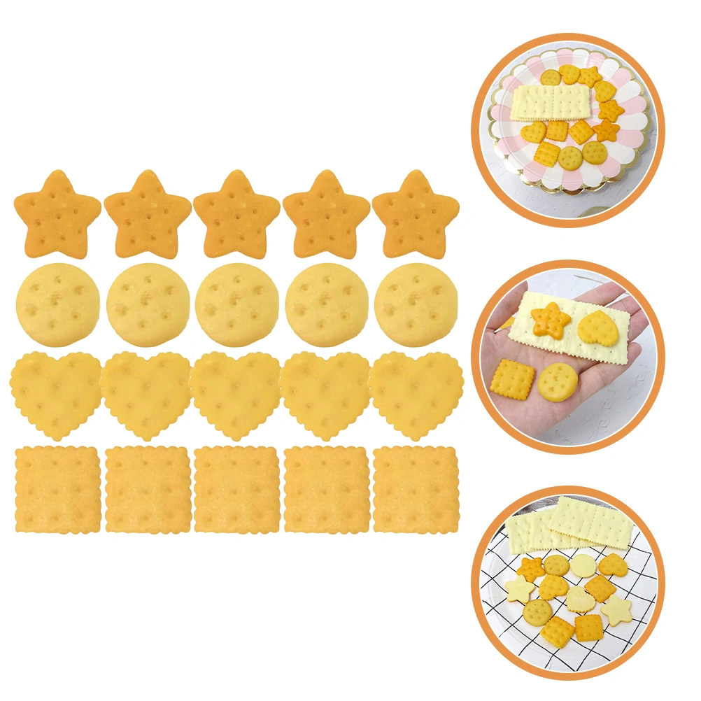 20pcs Simulated Cookie Adornment Unique Fake Cookies Ornaments Photo Props Random Style