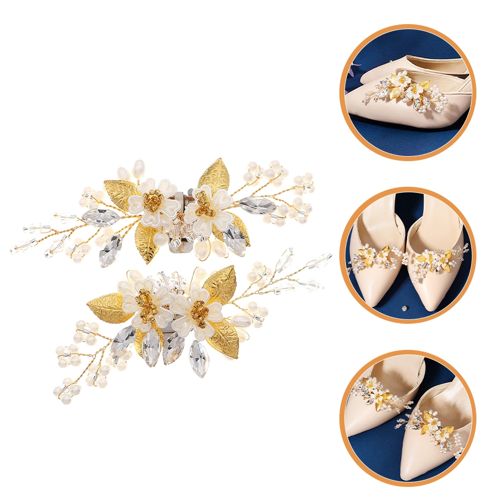 2Pcs Rhinestone Shoe Clip Pearls Shoe Decor for Wedding Bridal Shower Birthday Banquet