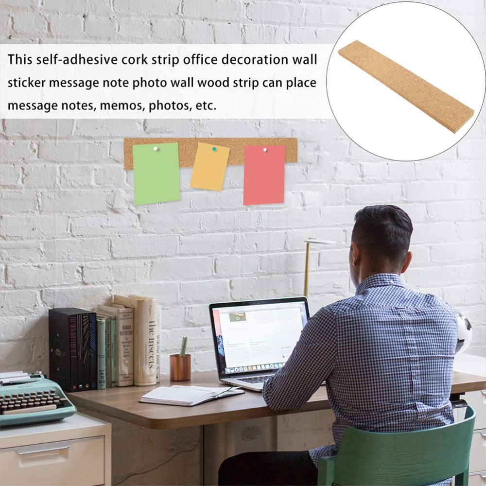 4Pcs Bulletin Board Cork Strips Message Bulletin Strips Self-adhesive Cork Strips