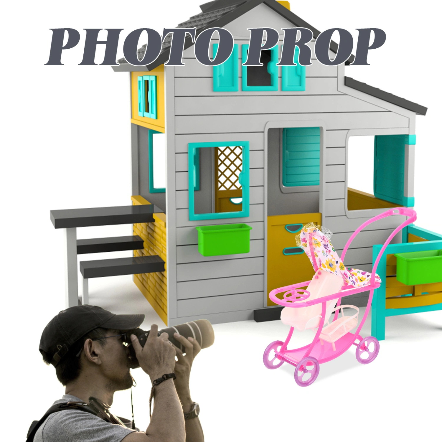 3pcs Dollhouse Miniature Baby Strollers Simulated Stroller Toys Kids Dollhouse Ornaments
