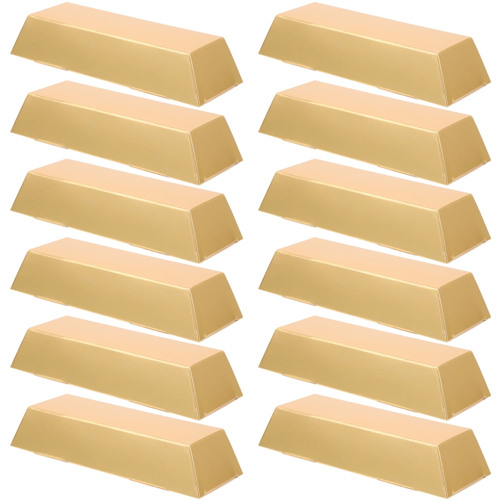 20Pcs Paper Gold Bar Gift Box Simulation Golden Brick Treasure Box Home Party Layout Decor