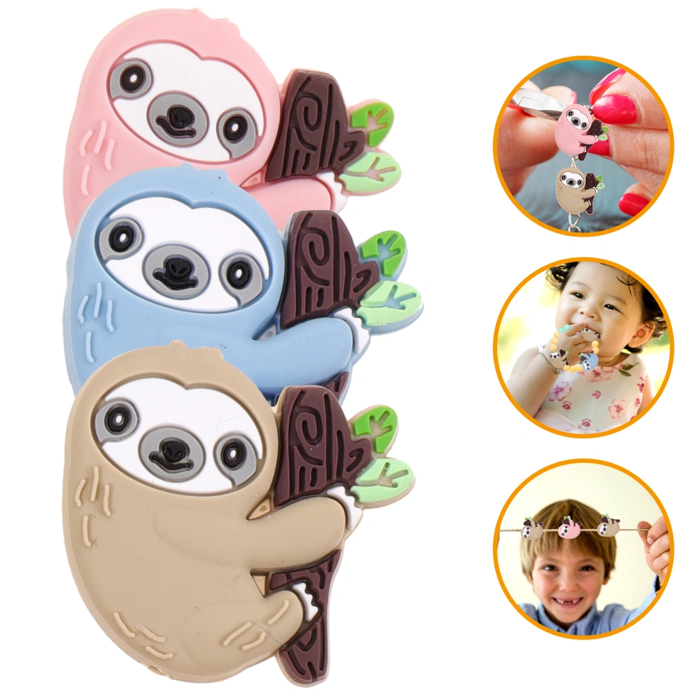 10pcs DIY Handcraft Making Sloth Pattern Bead Decorative Charm Silicone Sloth Bead