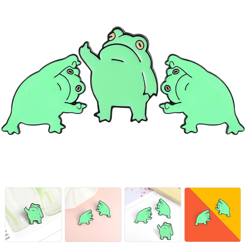 3pcs Clothes Brooches Frog Lapel Pin Metal Brooches Cartoon Animal Brooch Decoration