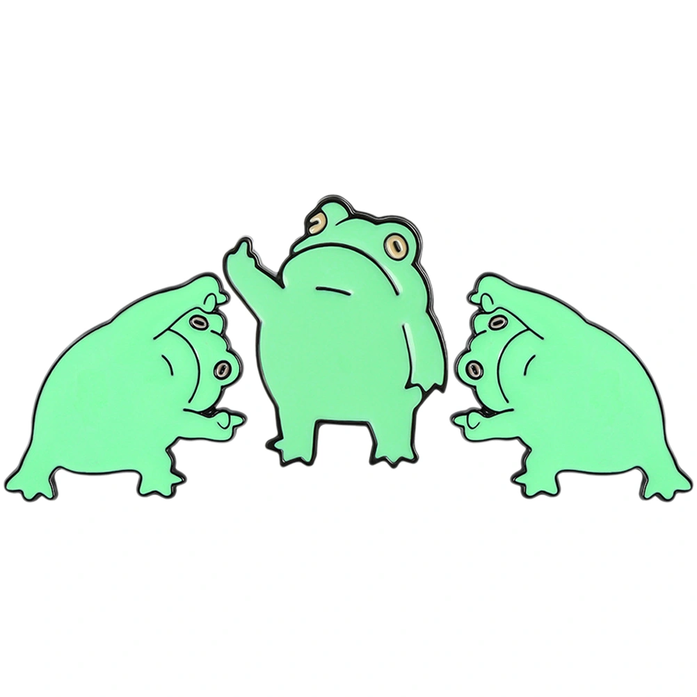 3pcs Clothes Brooches Frog Lapel Pin Metal Brooches Cartoon Animal Brooch Decoration