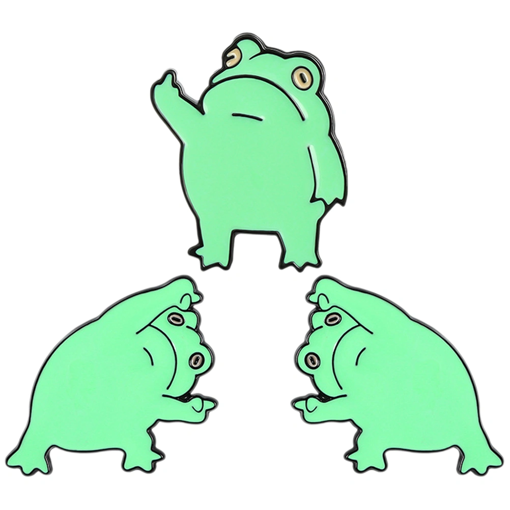 3pcs Clothes Brooches Frog Lapel Pin Metal Brooches Cartoon Animal Brooch Decoration