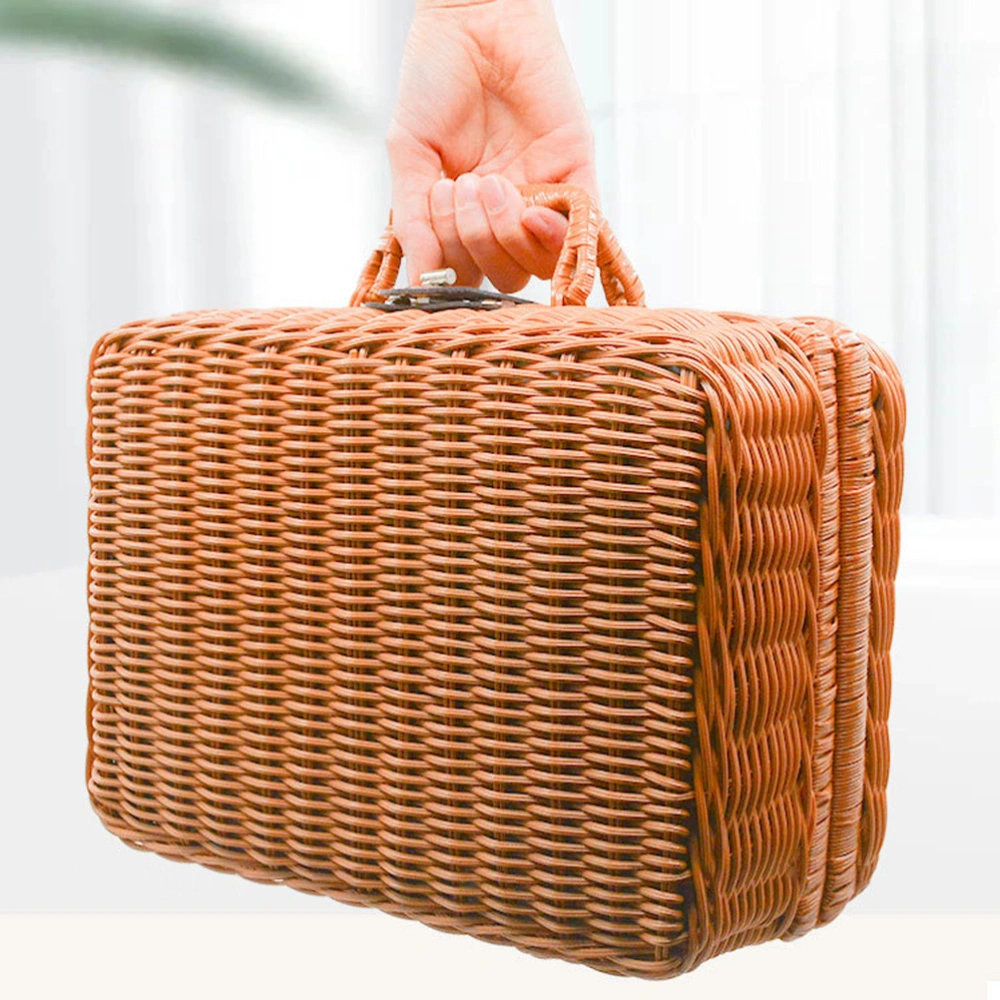 Simulated Rattan Woven Suitcase Retro Storage Box Handwoven Storage Case