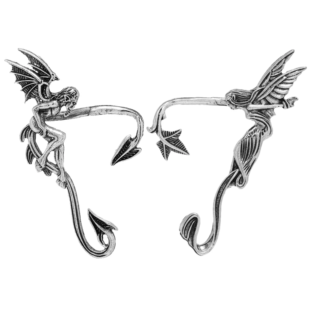 2pcs Devil and Angel Ear Cuff Earrings Women Elf Ear Cuffs Girls Gothic Elf Ear Clips